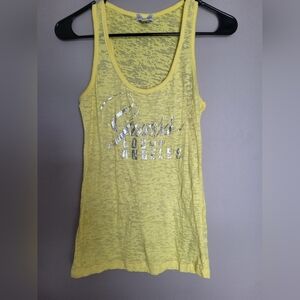 Guess Bright Yellow Tank Top with Silver Accents, Size Medium